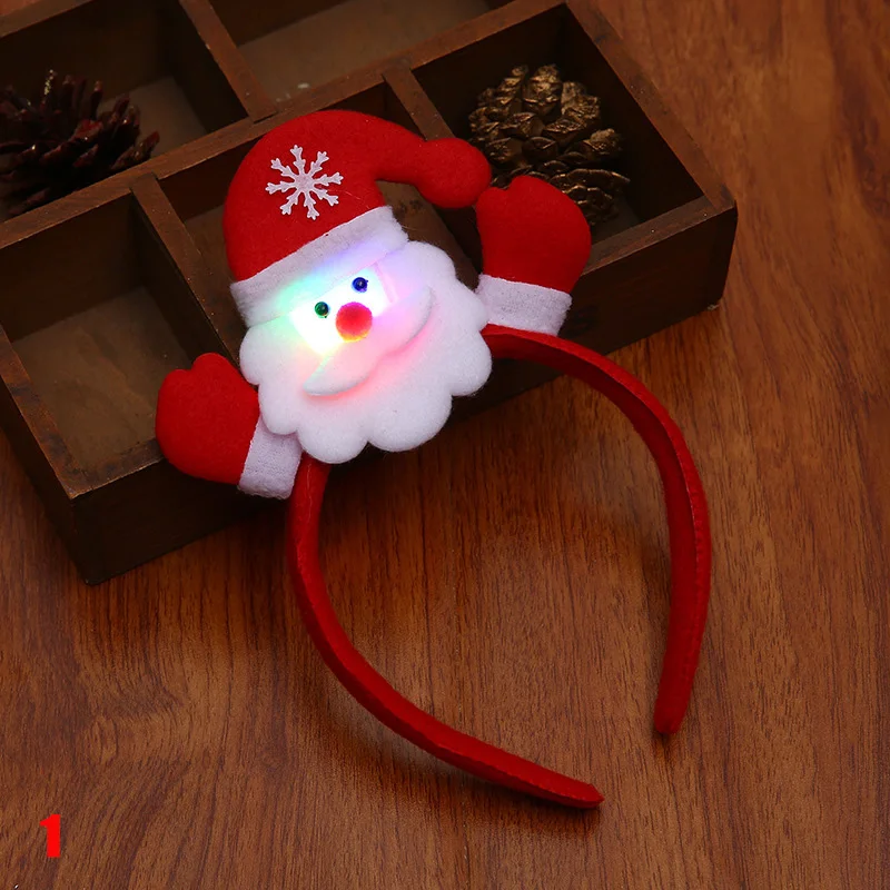 

Christmas Glowing Headbands Lovely Snowman Santa Reindeer Hair Hoops LED Xmas Hairbands for Party Gifts M88