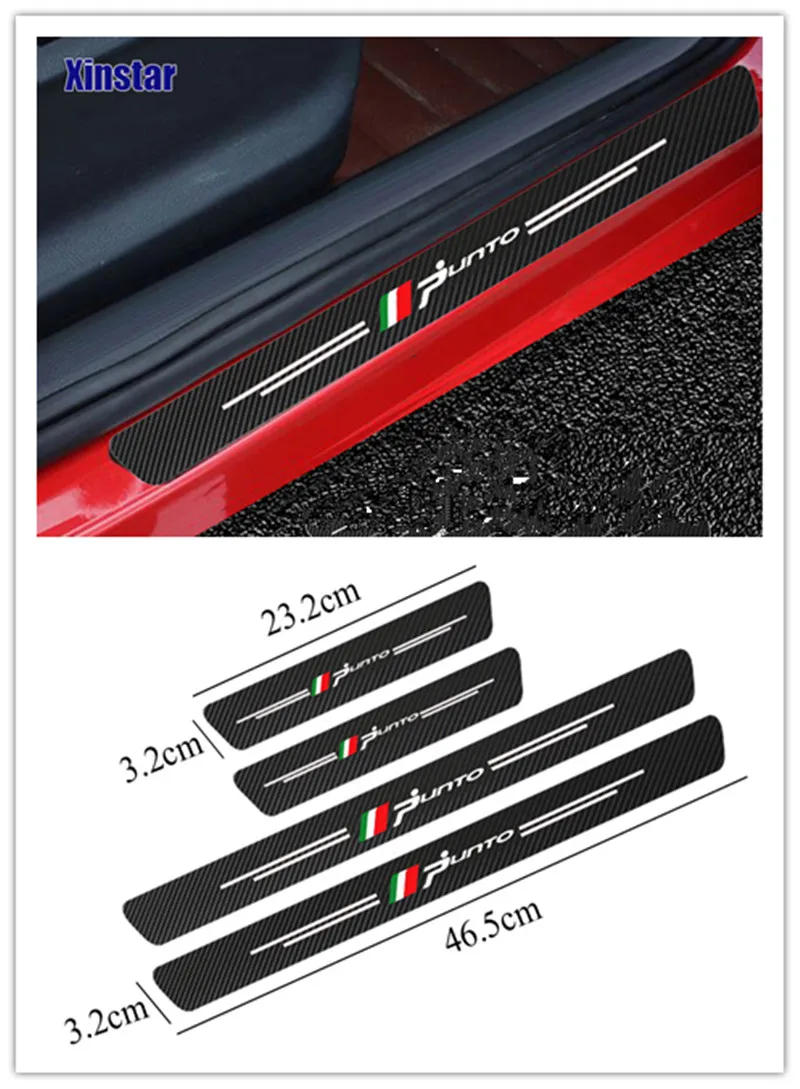 

4 шт. декоративные дверные наклейки из углеродного волокна против царапин подходят для автомобильных декоративных аксессуаров Fiat