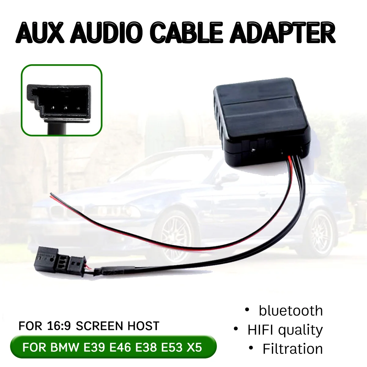 

for BMW E46 E39 E53 X5 Cable Adapter with mic Hifi Quality for 16:9 large screen head unit interface bluetooth Aux Receiver