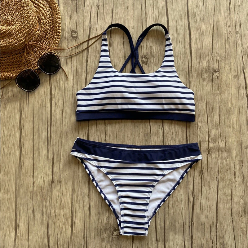 Купальник-бикини с эффектом пуш-ап Женский пикантный купальный костюм в синюю