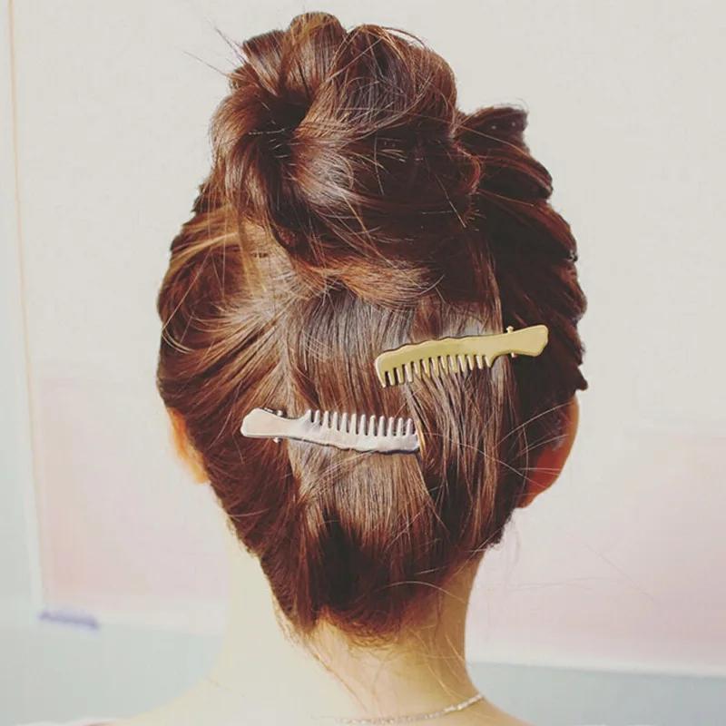 Korean Version Of The New Popular Fashion Alloy Duckbill Clip Side Simple Temperament Compact Comb Hairpin Wholesale Cloisonne | Украшения