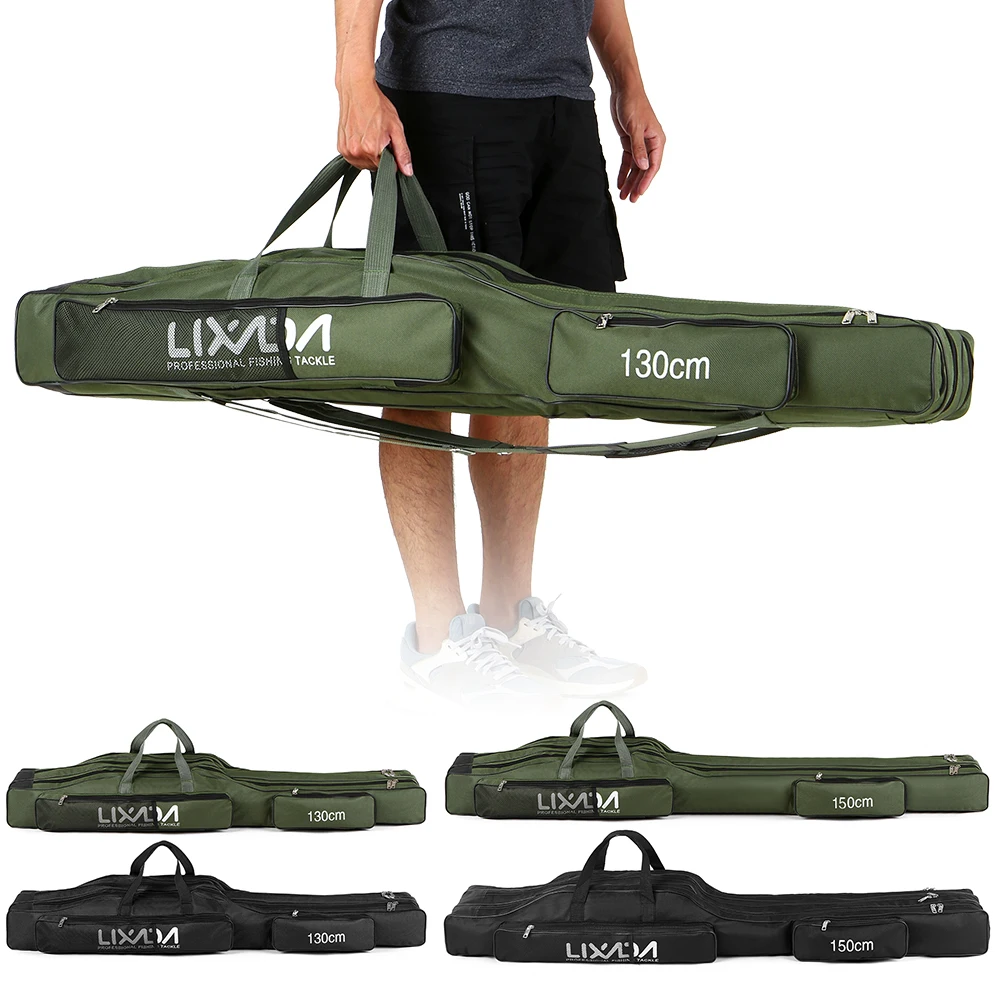 

Lixada 130cm/150cm Three Layers Fishing Bag Portable Folding Fishing Rod Reel Tackle Tool Carry Case Carrier Travel Bag