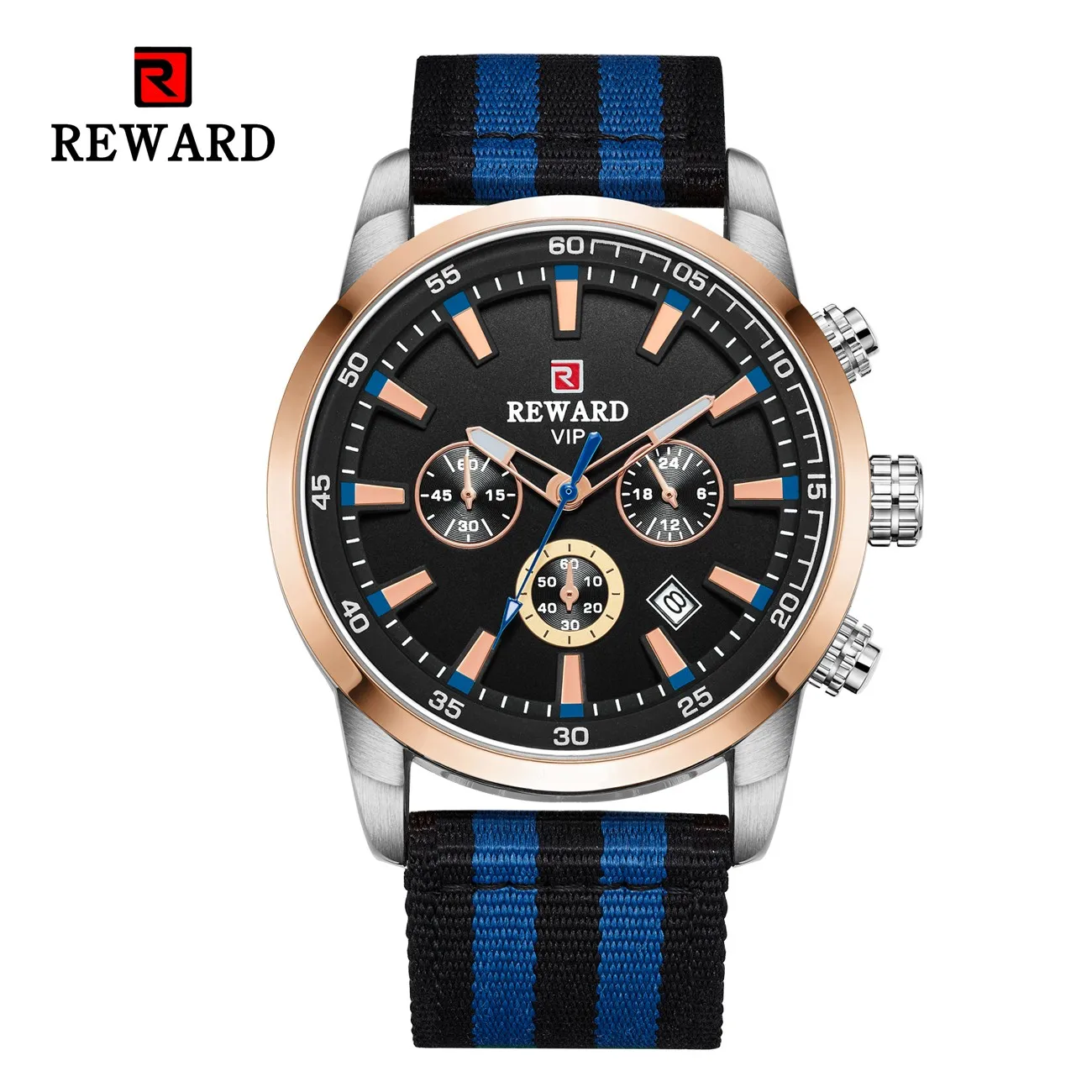 

REWARD New Watch Men Fashion Design Military Style Quartz Clock Business Casual Mesh Stainless Steel Waterproof Men Clock