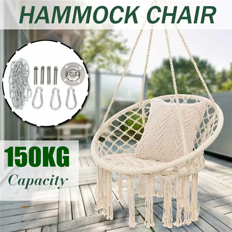 

Round Hammock Chair Outdoor Indoor Dormitory Bedroom Yard For Child Adult Swinging Hanging Single Safety Chair Hammock