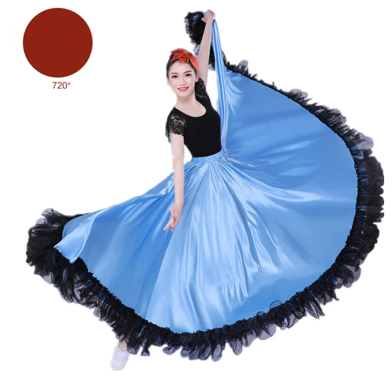 Color4 720 Юбки для фламенко, испанское платье для женщин, танцевальные костюмы, Цыганская юбка-свинг, для хора, сцены, испанская коррида, большой танец - Цвет: Color4 720