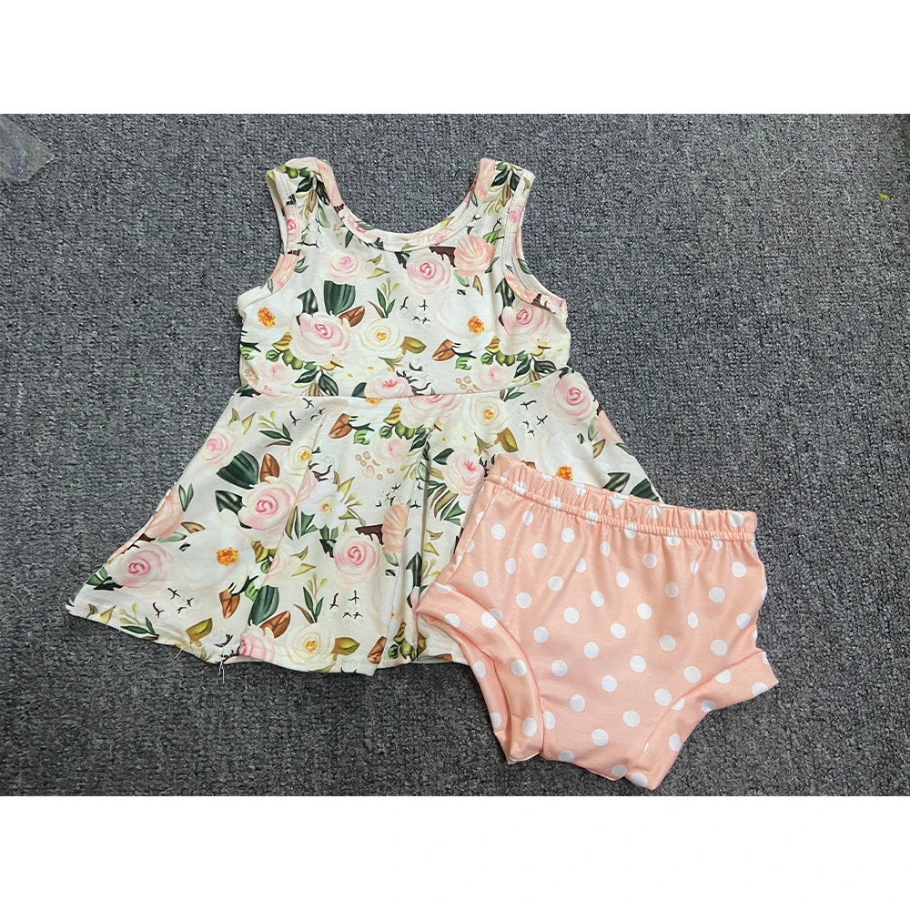 Летняя одежда для девочек белая юбка с коротким рукавом и розовая цветочным