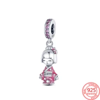 new 925 sterling silver pink kimono girl charmbead fit original pandora braceletbangle making for women diy fashion jewelry