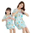 Летний детский халат, пижамы для девочек, детские короткие ночные рубашки с рукавами, 100% хлопок, Детская ночная рубашка