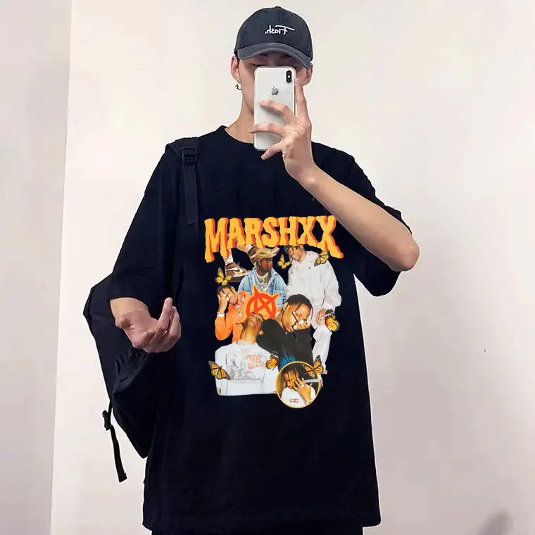 

Rapper Travis Scott Cactus Jack Marshxx Print T-Shirt Men Women Oversized Tops Fashion Hip Hop High Street Tees Short Sleeves
