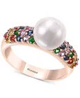 Новинка 2021, Женское кольцо, простое женское кольцо из розового золота с инкрустированными цветными бриллиантами и белым жемчугом, Женское кольцо, оптовая продажа от производителя