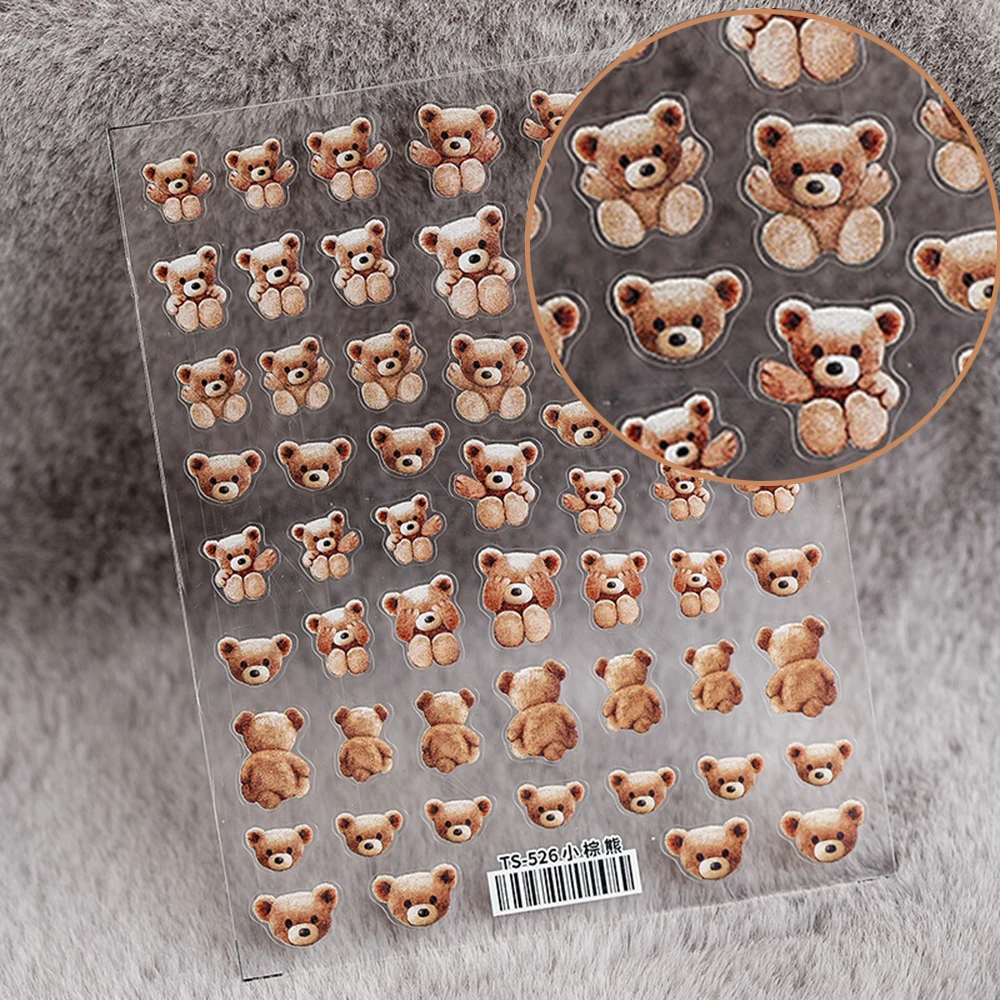 

5D thin tough nail stickers frosted thin transparent nail stickers cute bear nail polish sticker