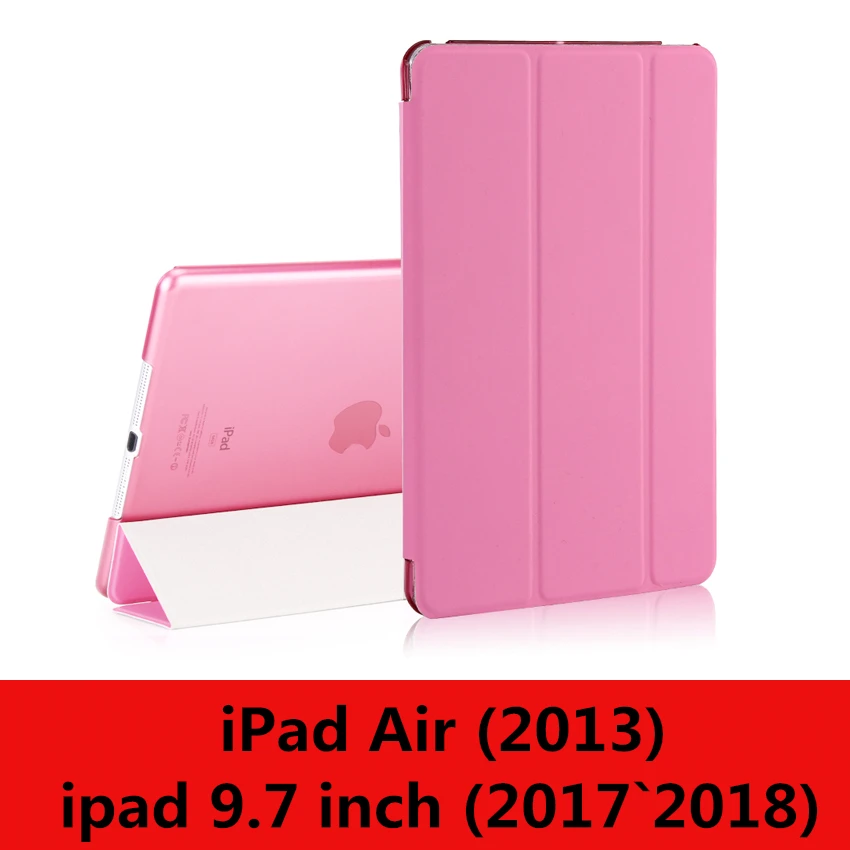 Чехол для iPad 9,7 6-го поколения, Чехол Air 3 2 1 Pro 10,5, прозрачный чехол, умный чехол из искусственной кожи для сна - Цвет: pink-L-New9.7 Air