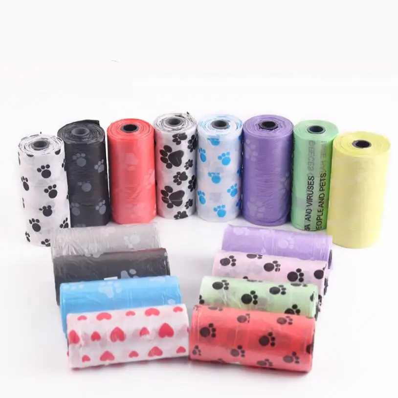 one roll 15 pcs bags Совок, мешки для мусора, переносные мусорные мешки для собак, кошачьи какашки, подхватывают, извлекают питомца, снаружи ходят, висят на поводке - Цвет: one roll 15 pcs bags