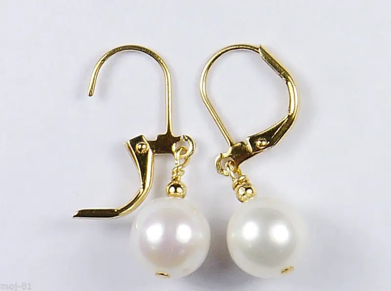 Бесплатная доставка Новые 10 мм белые серьги с жемчугом из жемчуга южным морем 14 К