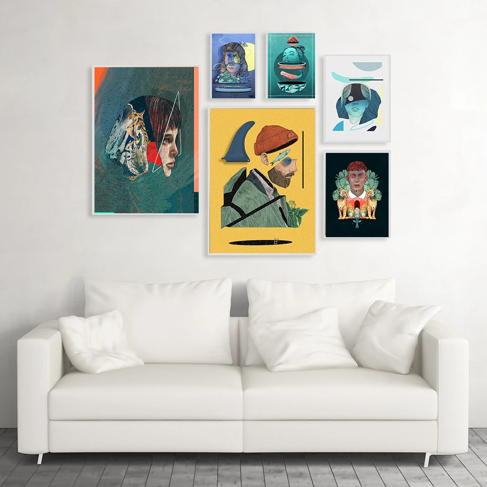 

Tiger Girl Posters Nordic Style Prints Art Canvas Painting Modern Abstract Wall Art Pictures for Living Room Bedroom Home Decor