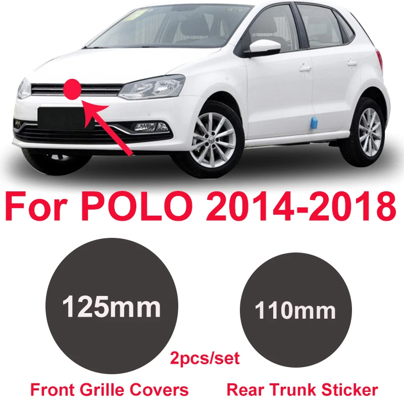 

2pcs/set ABS Car Styling for Polo Front Hood Grill Sticker Badge Covers Rear Trunk Boot Emblem