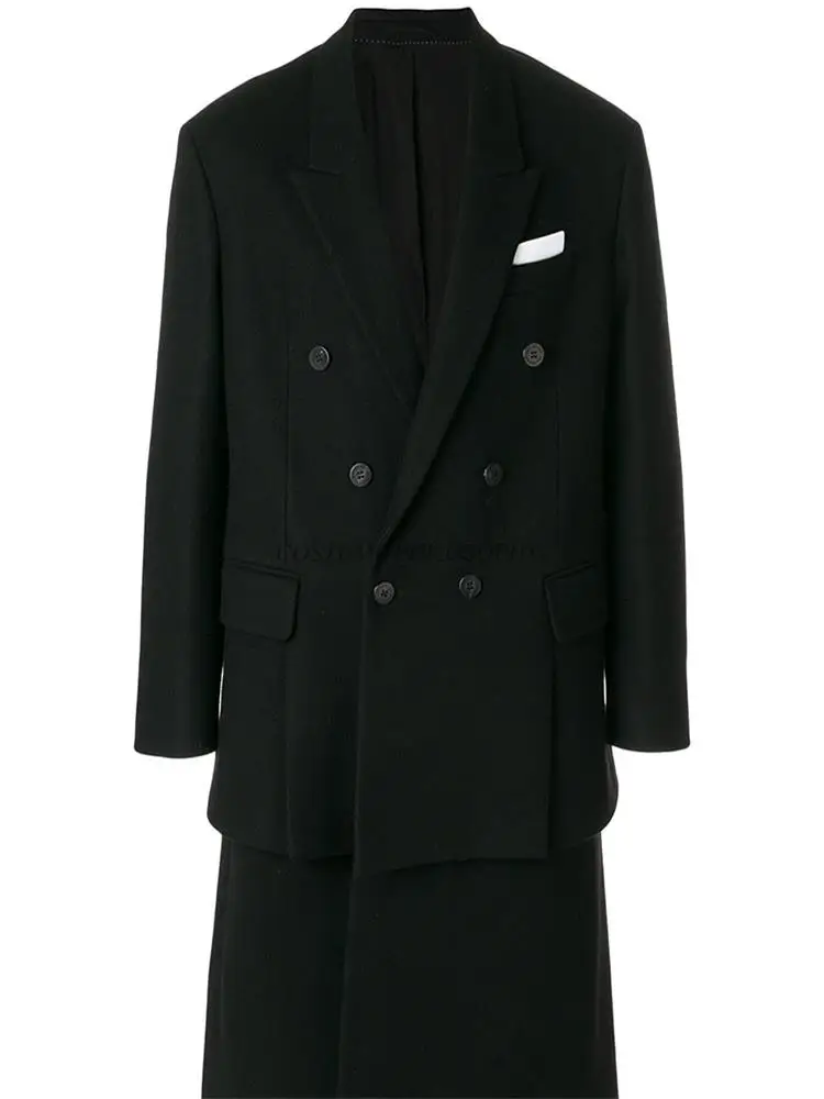 S-5XL Men's clothing fashion new GD hair stylist Catwalk Drop shoulder Double-breasted suit plus size Singer costumes | Мужская