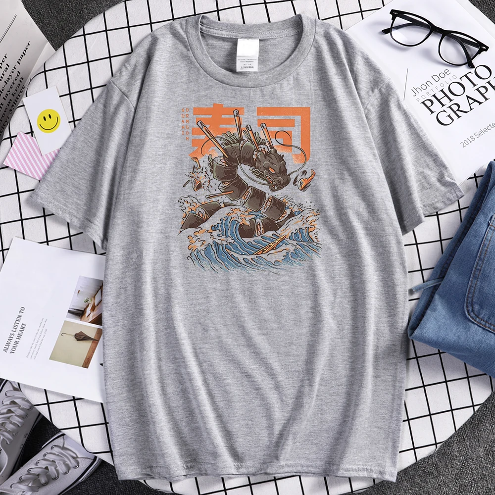 Мужская футболка с принтом суши дагона летняя новая в стиле Харадзюку 2021