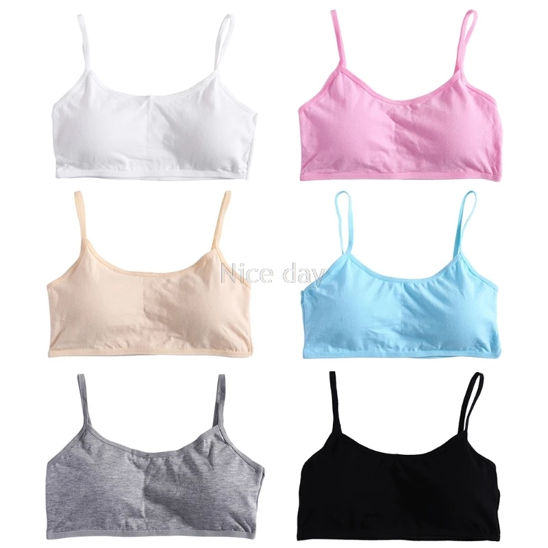 

Young Girls Solid Soft Cotton Bra Puberty Teenage Breathable Underwear Sports underwear F12 20 dropship