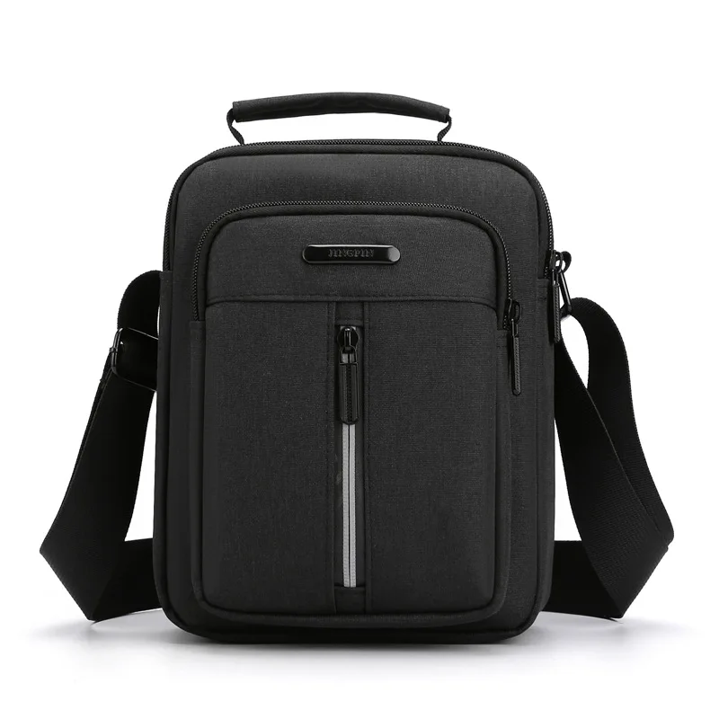 

2021 men's bag water-repellent nylon Oxford cloth shoulder messenger bag vertical casual handbag mobile phone bag