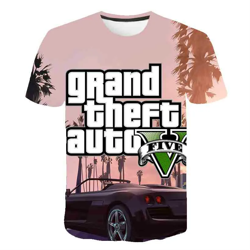 

2021 new 3D printing Grand Theft Auto T-shirt GTA 5 summer clothes T-shirt oversized