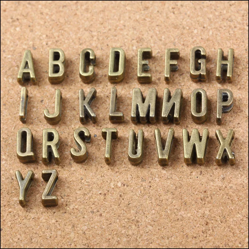 

26pcs/lot English letters charms Retro style Metal alloy 26 English letters Bracelet Necklace DIY handmade jewelry