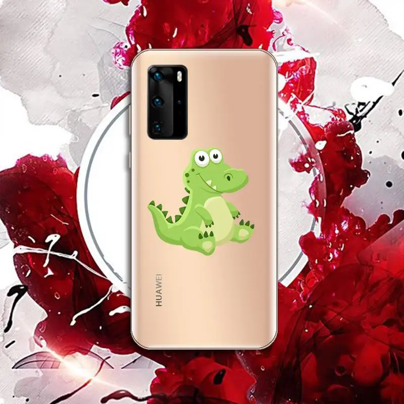 

Cute Cartoon Crocodile Phone Case Transparent for Huawei P20 P30 P40 lite pro P smart 2019 honor 8x 10i