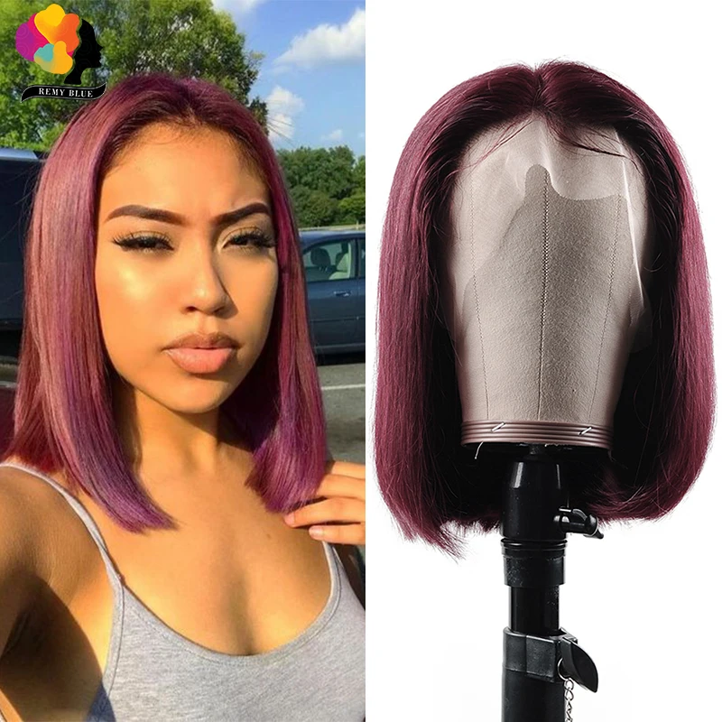 

13X1 Straight Burgundy Lace Wigs 99J Human Hair Wigs Short Bob Wig Peruvian Pre Plucked Remy Hair Deep Part Wig Remyblue 150