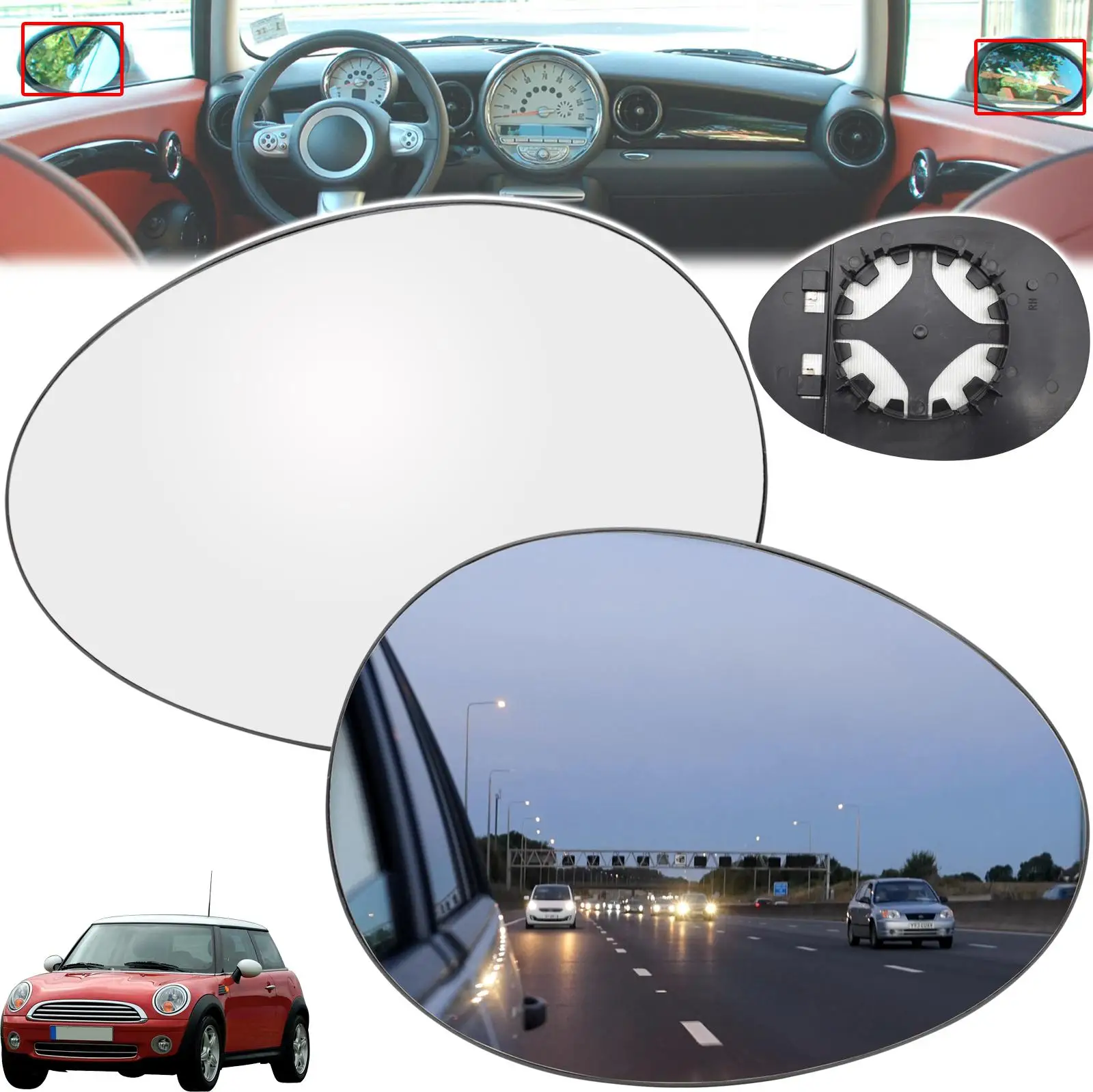 

For Bmw Mini Cooper Clubman Countryman 2007 - 2015 Left Right Door Side Wing Mirror Glass Heated Spherical Rearview Exterior