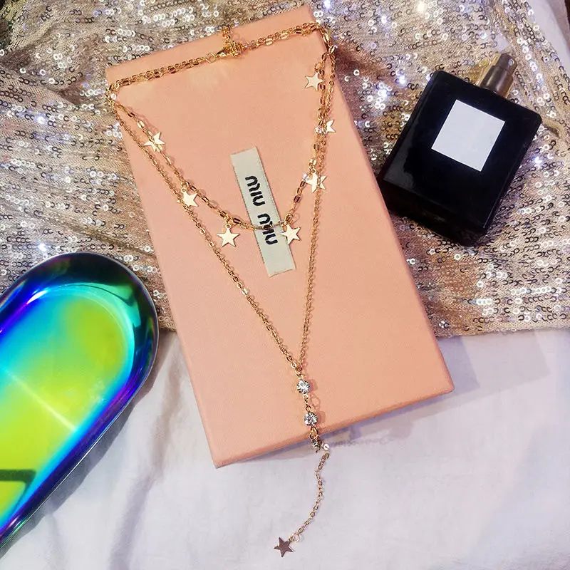 Женское винтажное ожерелье в богемном стиле золотистого цвета с подвеской виде