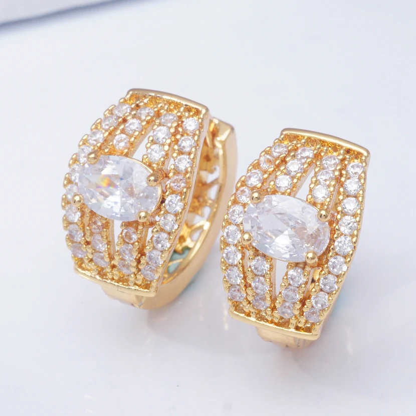 Роскошные серьги-кольца для женщин 31 стиль золотые кольца фианиты кристаллы