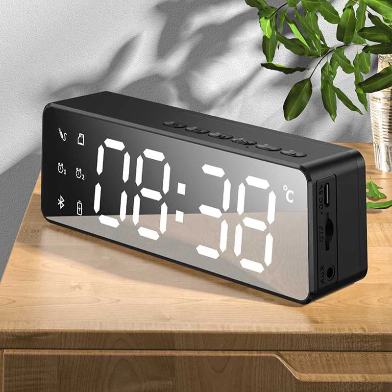 

LED Digital Alarm Clock Digital Projector Radio Alarm Clock Fashion Adjustable Mirror Alarm Clock Alarm Speakers Bluetooth