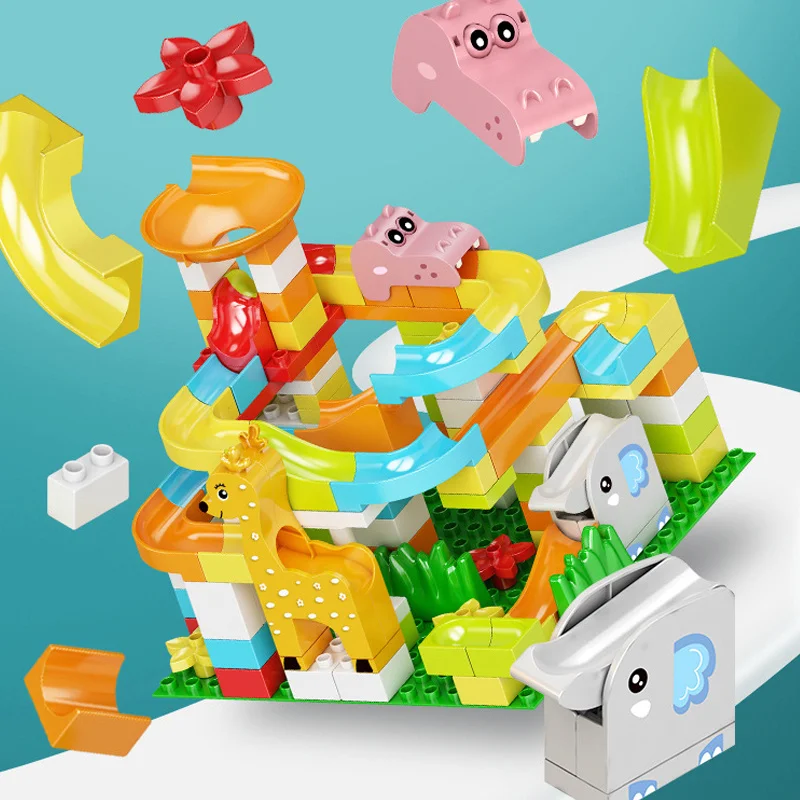 

Animal Slide Blocks Marble Run Size Big Building Blocks Maze Figures Brick Balls Children's Toys
