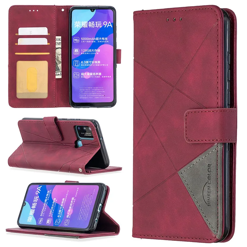 Honor9A Luxury Leather Phone Case On For Huawei Honor 9A 10 9X Lite 8A 8S 9S 9C 9XLite 10Lite 9X Global Wallet Flip Cover Coque