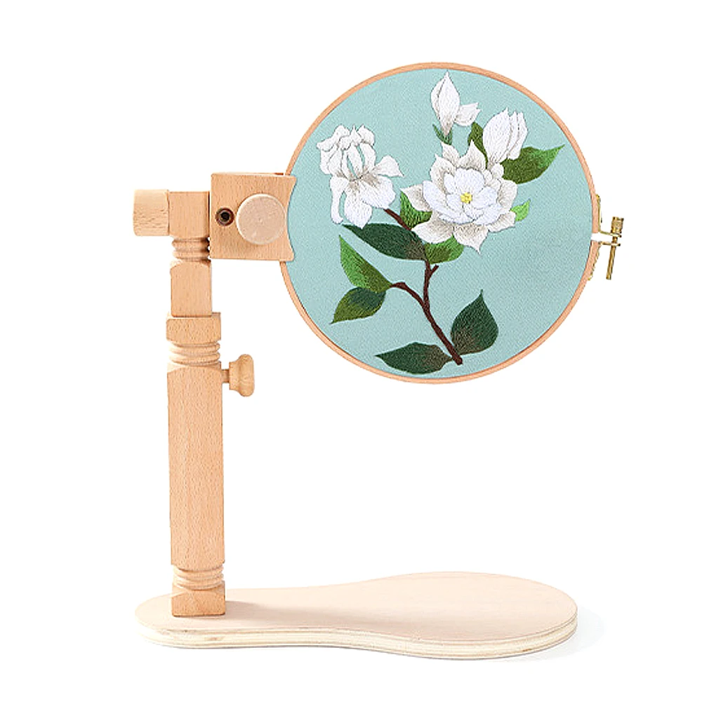 

Wood Embroidery Stand Hoop Cross Stitch Hoop Set Adjustable Desktop Embroidery Hoop Ring Frame DIY Sewing Tool