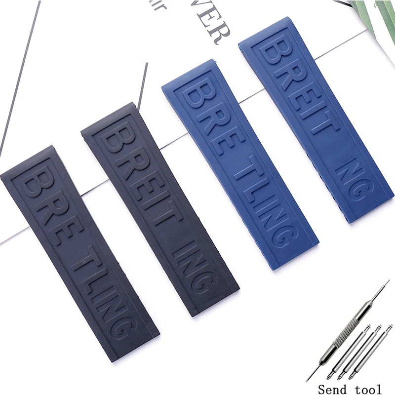 

Watch accessories 22mm 24mm men's rubber strap suitable for Breitling ladies waterproof silicone sports strap