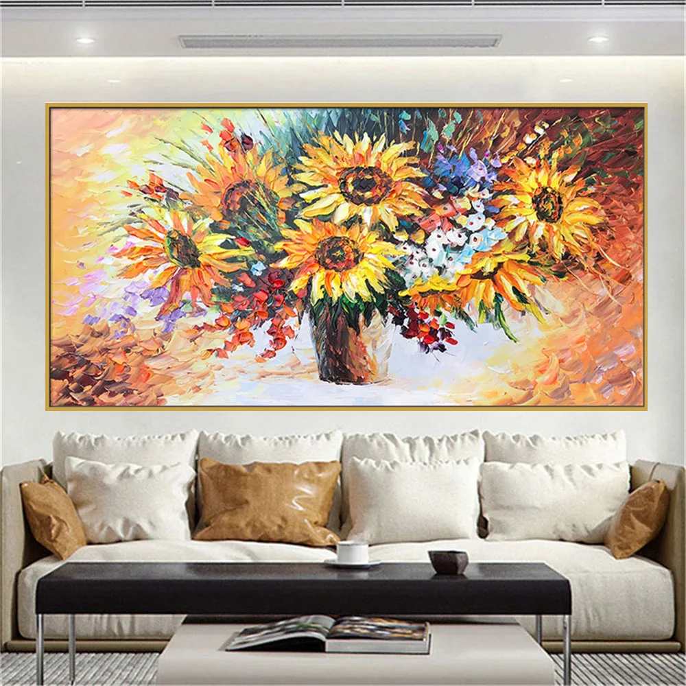 

Ручная роспись знаменитый Ван Гог Картина маслом Подсолнух Современная Абстрактная Картина на холсте в доме Искусство декора стены комнат...
