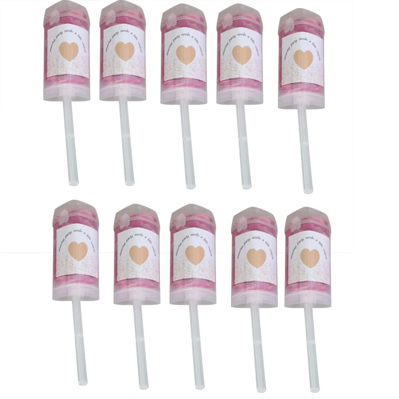 Gold and pink 10Pcs Heart Push-Pop Confetti Poppers Wedding Baby Bride Shower Birthday Party Decoration Push Tube Cylinder Heart Shaped Confet - Цвет: Gold and pink