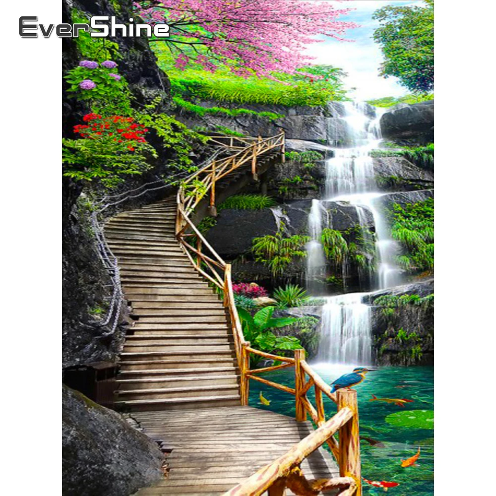 

EverShine Алмазная вышивка пейзаж наборы для вышивки крестиком Алмазная мозаика Искусство Живопись мост картина Стразы Декор для дома