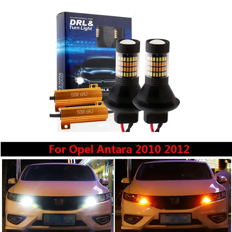 

New DRL Car LED Canbus DRL Running lights&Turn Signal Light Dual Mode External Lights P21W BA15S 1156 For Opel Antara 2010 2012