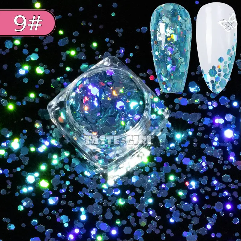 XH09 1 баночка Super Starr смешанные размеры шестигранный лак для ногтей голографическая блестки Arylic Блестки для ногтей наклейки Советы из серии «сделай сам» XH - Цвет: XH09