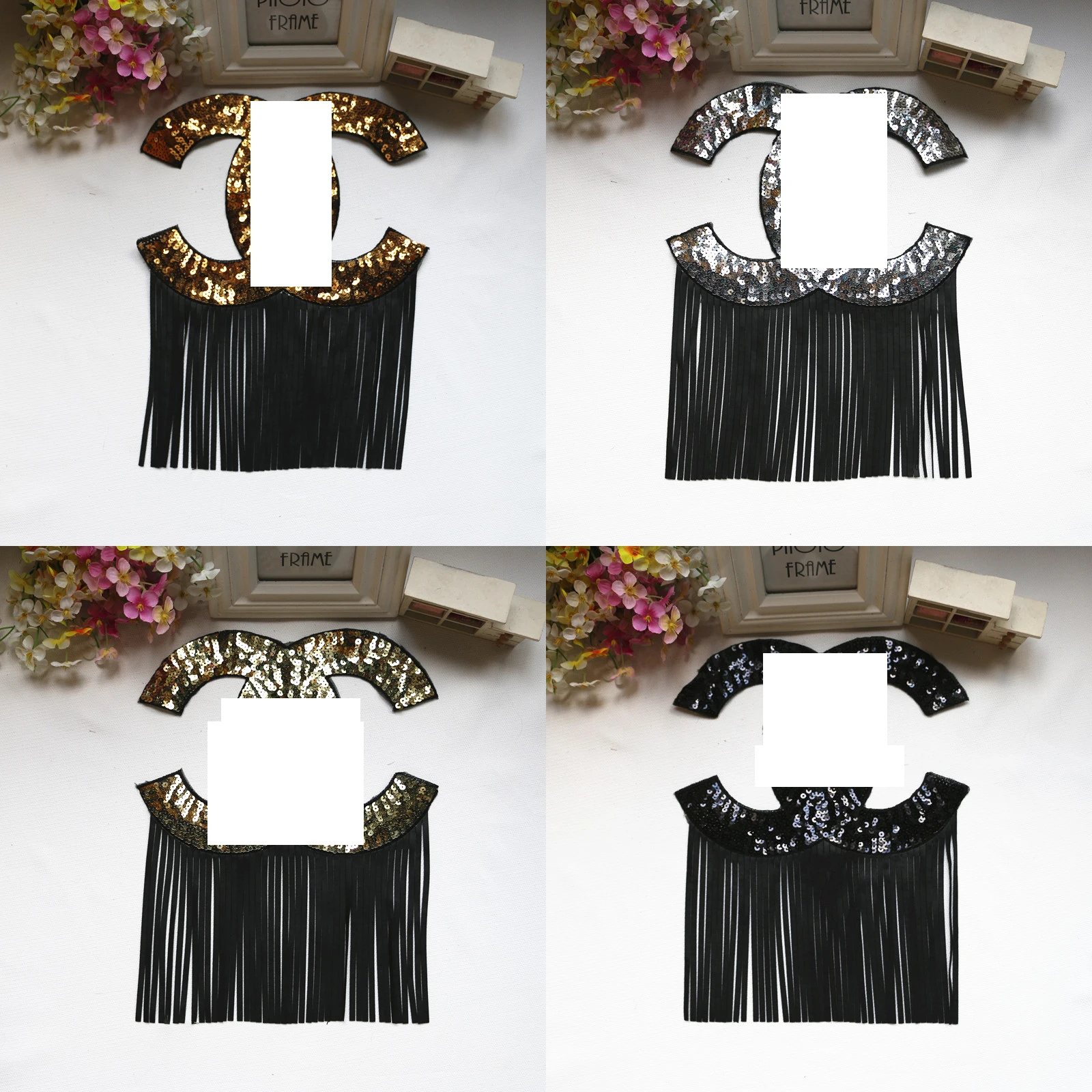 Для пришивания на одежду блестки двойная C-образная аппликация C &amp с кисточками