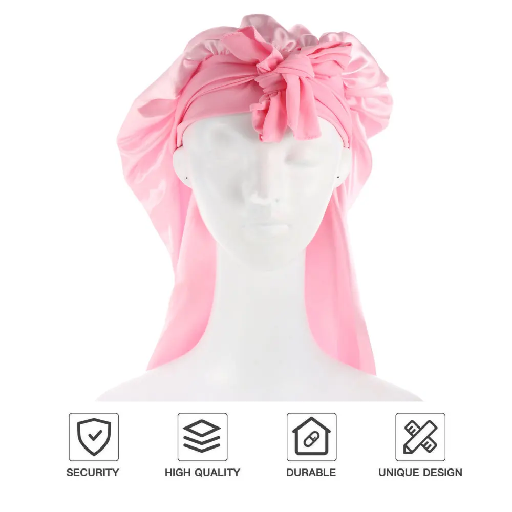 

Elastic Sleeping Hat Wide Brimmed Cap Satin High Elasticity Long Nightcap