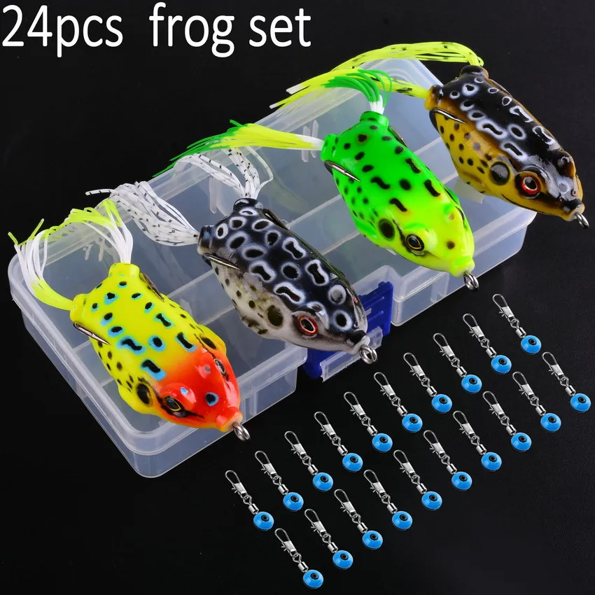 

24PC 6g 8g 13g Lifelike Soft Small Jump Frog Engaging Bait Silicone Bait for Crap Fishing Lure Set Kit Gear Crankbait Tackle Box
