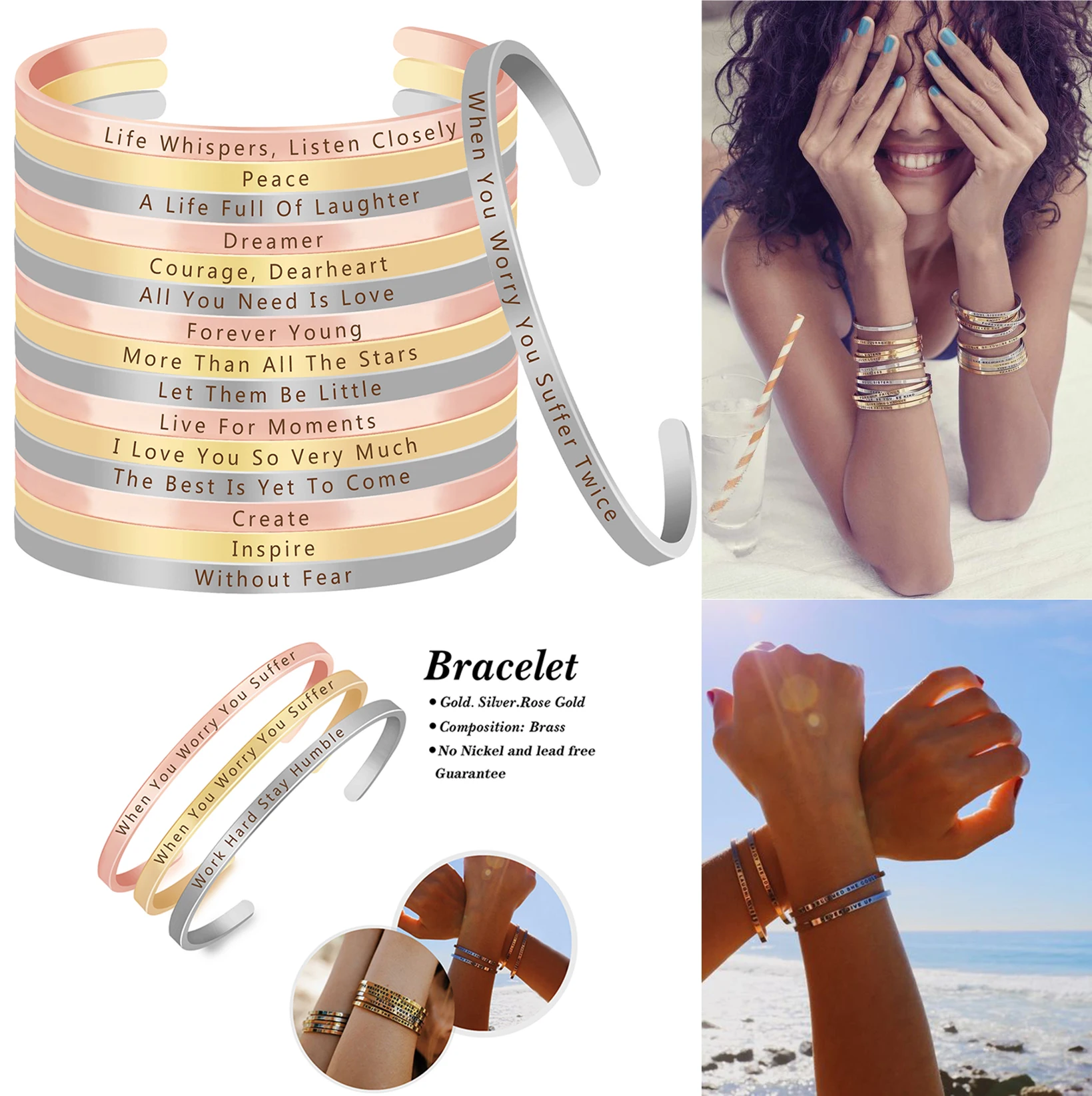 Модные ювелирные изделия вдохновляющие цитаты ручной штампованной манжеты