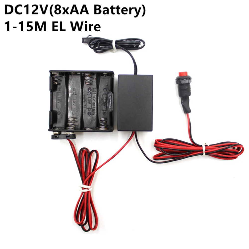 12V-AA Battery DC 3V AA батарея 5V USB 12V адаптер питания драйвер контроллер инвертор для 1-220M электролюминесцентный провод el светильник - Цвет: 12V-AA Battery