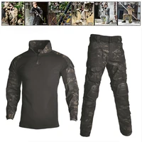 woodland camouflage hunting clothes military uniform shirt pants knee elbow pads tactical suits airsoft sniper combat sets