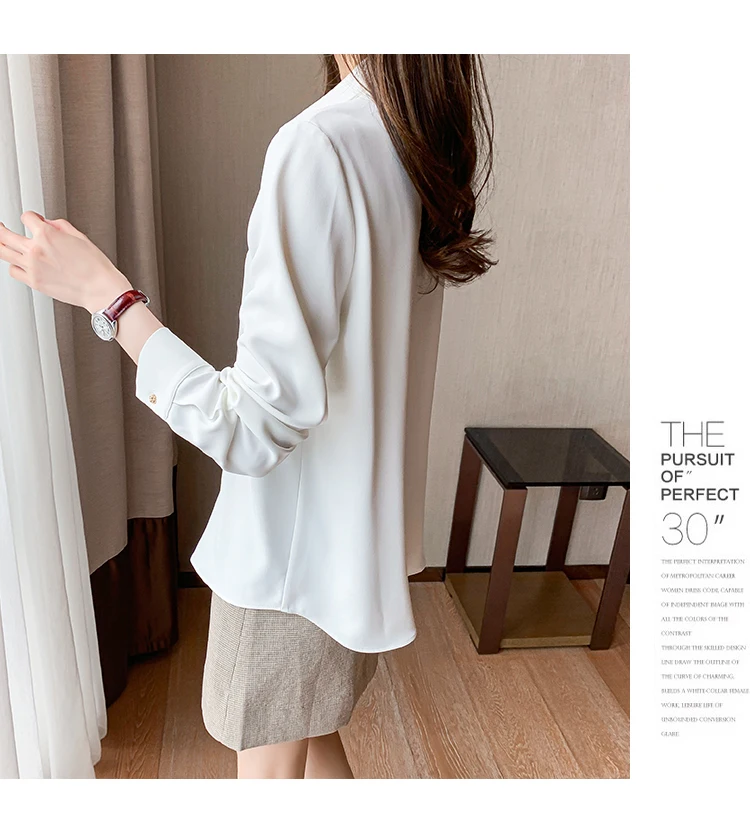 

Silk Women's Blouses Fashion Silk Blouse Casual New Korean Long Sleeve Top Buttons Chiffon Solid Shirt Houthion