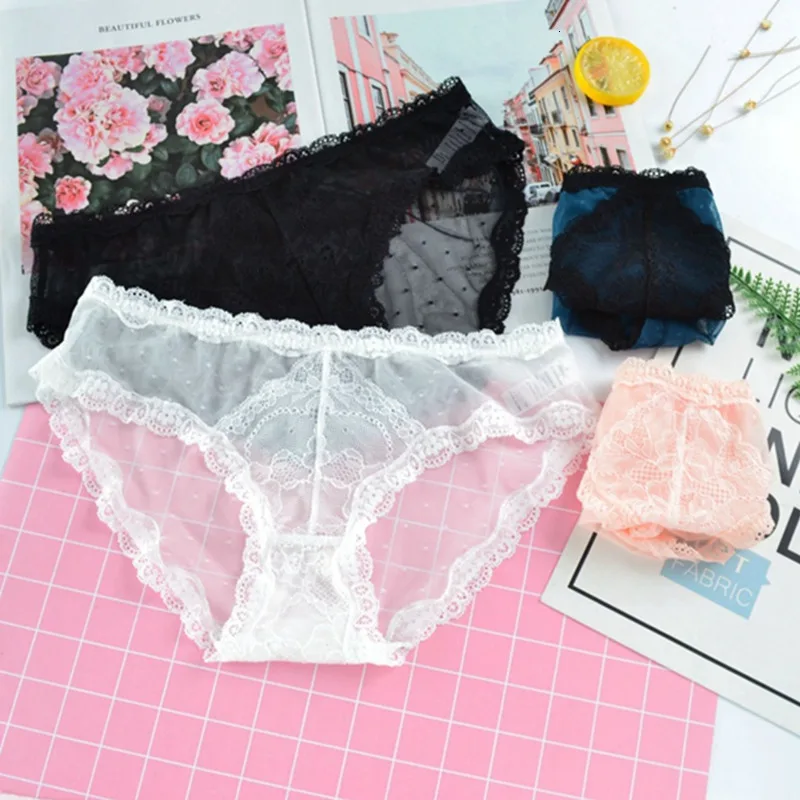 SP & CITY Ажурные кружевные трусики в горошек с волнистым краем женские сексуальное