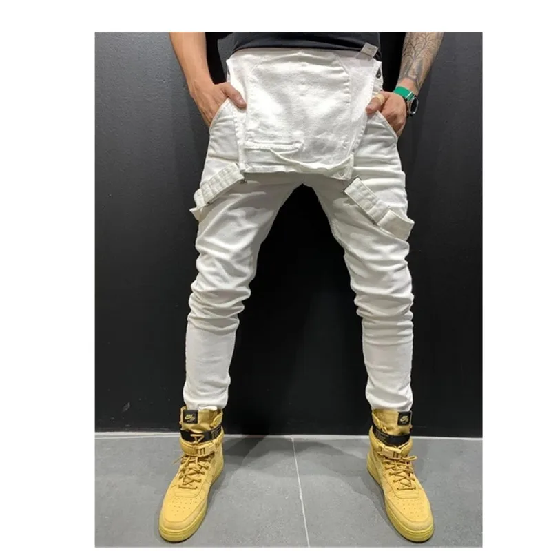 2019 джинсы с карманами для улицы мужские модные облегающие джинсовые комбинезоны